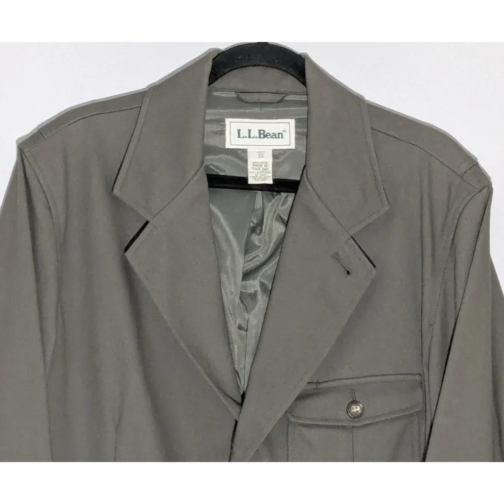 L.L.Bean Cotton Canvas Field Jacket Blazer Olive Green 44R Rugged Outdoor